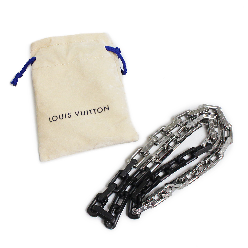 ( прекрасный товар ) Louis Vuitton LOUIS VUITTON колье монограмма цепь серебряный черный чёрный M00677