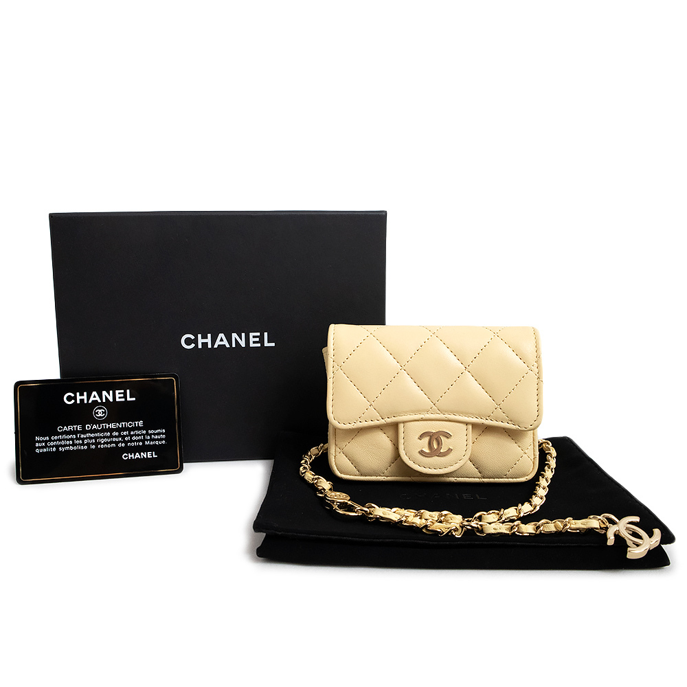 （新品・未使用品）シャネル CHANEL クラシック ベルトバッグ チェーン ミニ ショルダー ウエストポーチ ラム ゴールド金具 AP1952 箱付_画像2