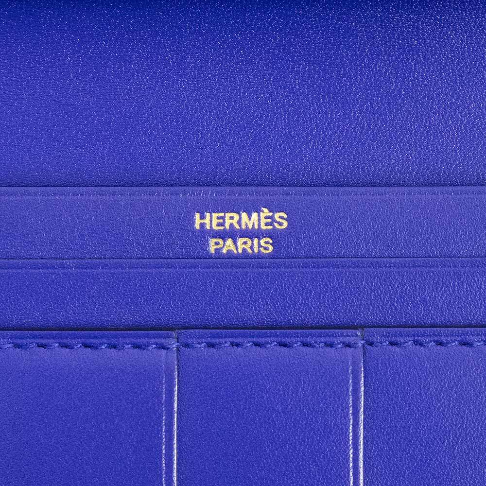 （未使用　展示品）エルメス HERMES ベアン スフレ 二つ折り長財布 ボックスカーフ レザー ブルーエレクトリック ゴールド金具 A刻印 箱付_画像9