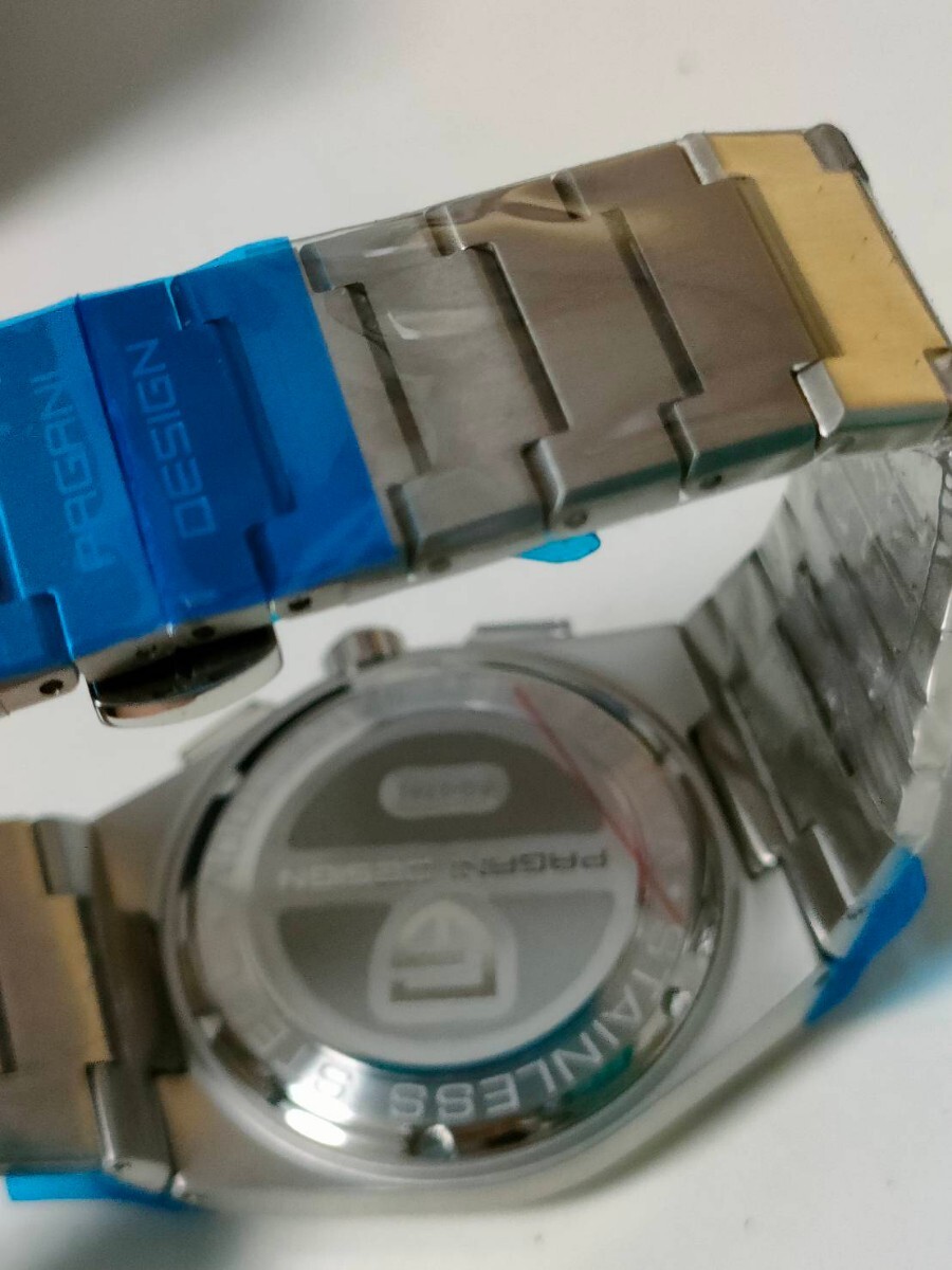 パガーニデザイン 腕時計 ブルー 青 クロノグラフ メカクォーツ SEIKO セイコームーブメント PRXオマージュ ラグスポウォッチの画像4