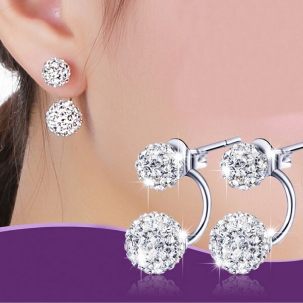 [ limited time free shipping! now only 1 jpy start!!]2Way double crystal earrings C*B
