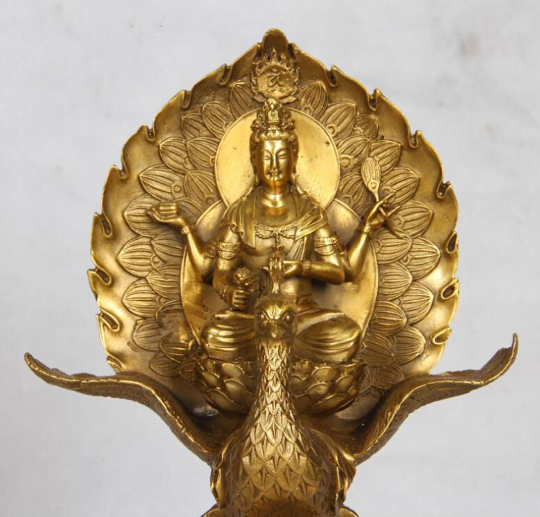 強くお勧め★純銅 手作り 工芸品 置物を置く収蔵品 仏像 仏教 孔雀明王の画像7