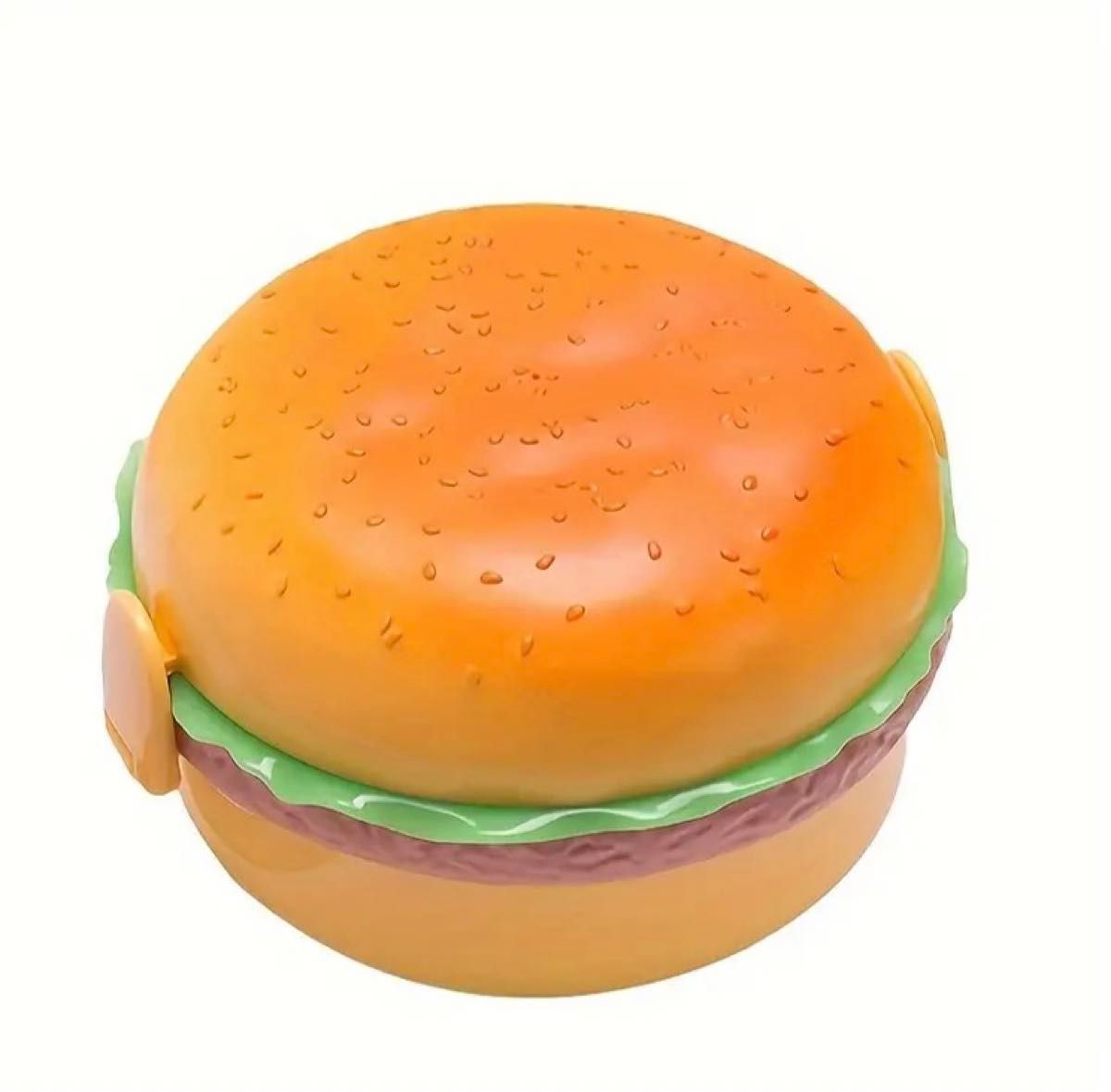 新品　ランチボックス　お弁当箱　ハンバーガー型　フォーク&スプーン付き