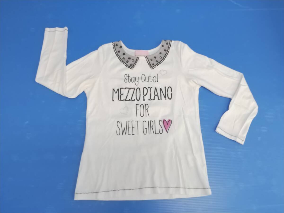 【値下げ！即決！】★Mezzo Piano For Candy Girls/メゾピアノ★子供服 長袖カットソー Tシャツ 黒レース衿付風 白 Mサイズ(150㎝)の画像1