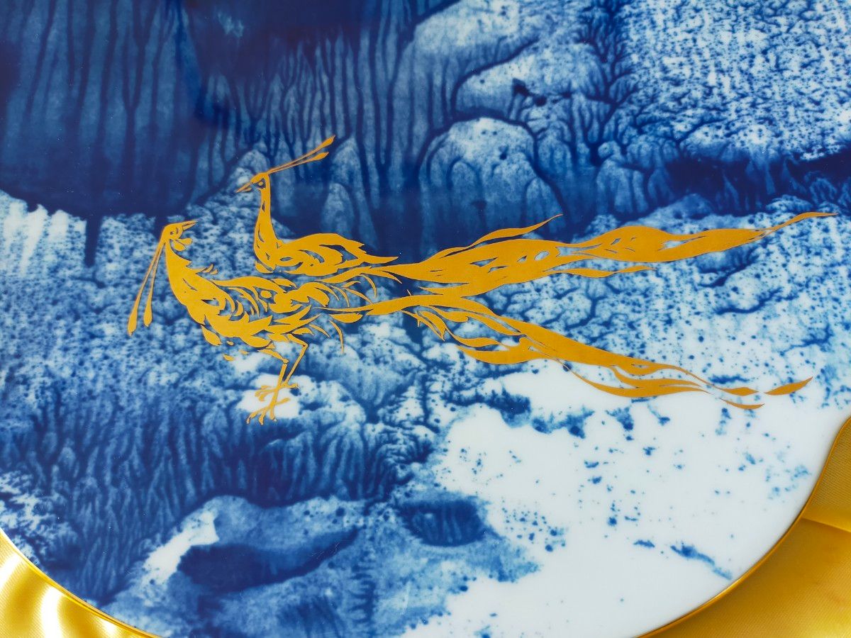 【MEISSEN　マイセン】イヤープレート　1994年　公園の風景 ピーコック　絵皿 大皿 飾り皿