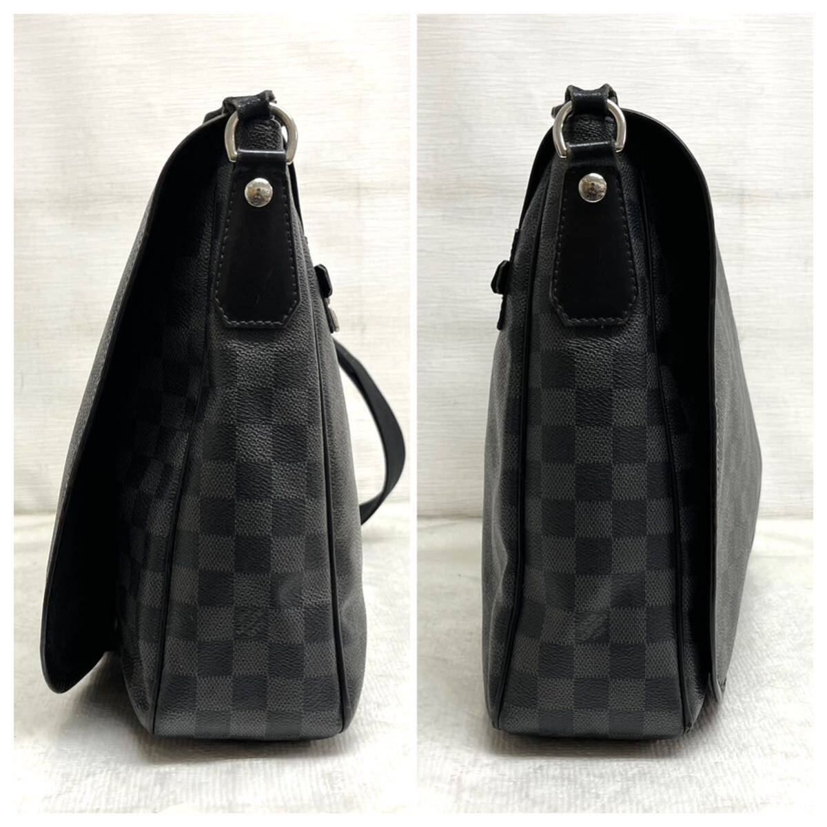 0410A6 真贋済★LOUIS VUITTON ルイヴィトン ショルダーバッグ メッセンジャーバッグ ダミエグラフィット ディストリクト PVC ブラック 黒_画像4