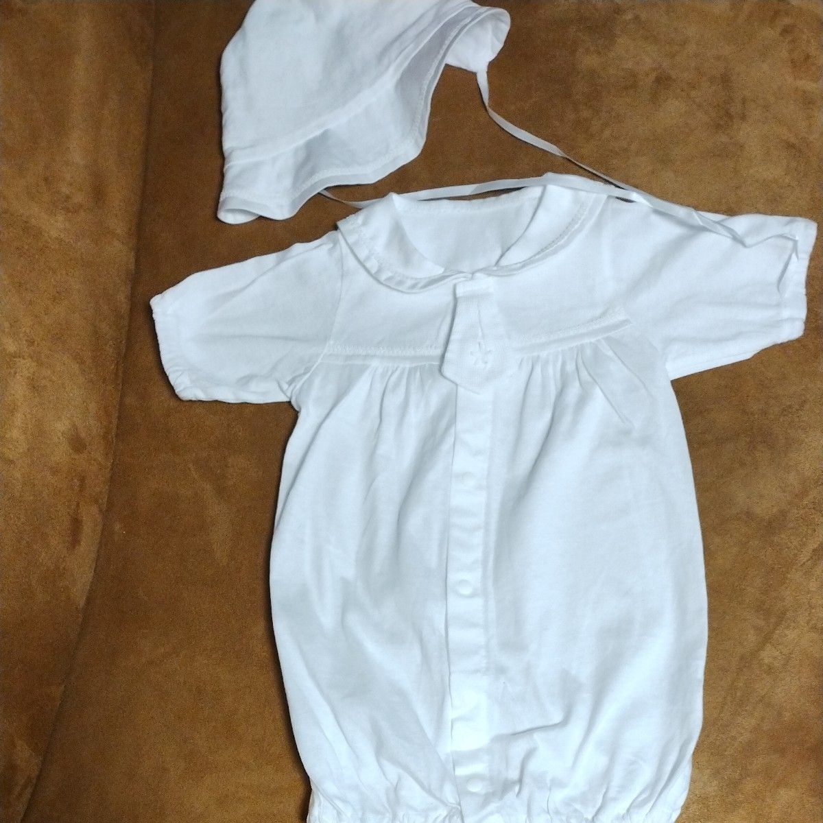 新生児　セーラーベビードレス&帽子２点セット　サイズ50-70  お宮参り 赤ちゃん  退院 