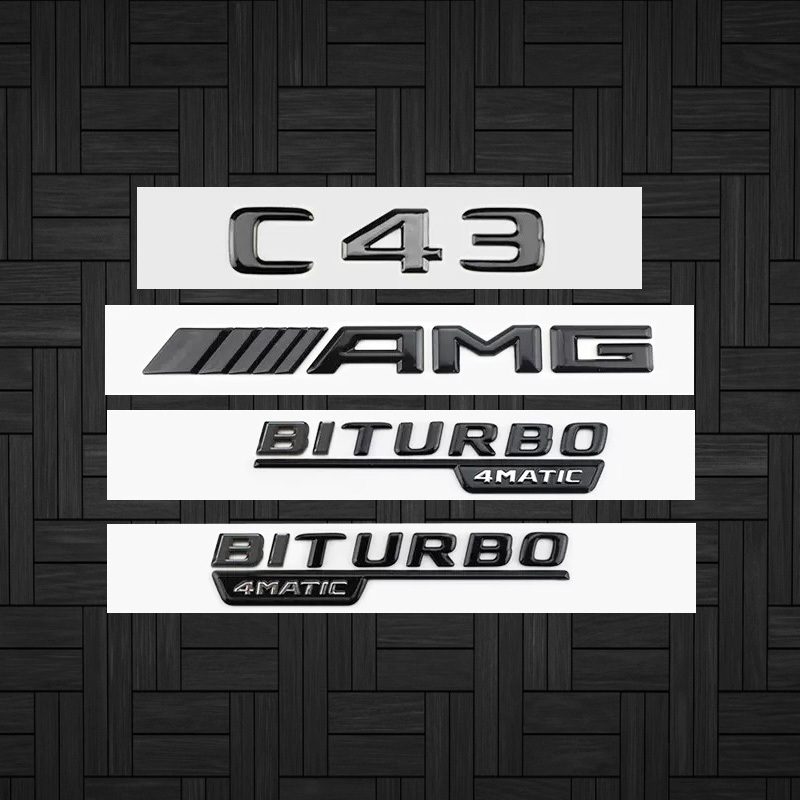 高品質版 ベンツ AMG リア サイド エンブレム C43 black 4点セット ｜ 新品・未使用の画像1