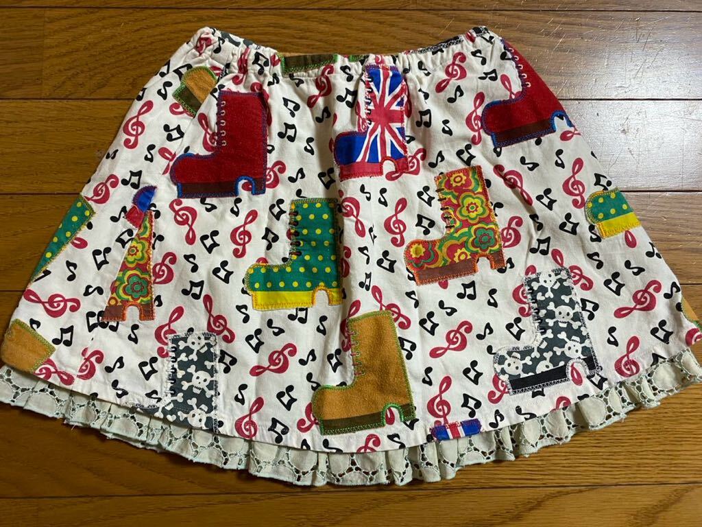 * Boo Foo Woo old clothes retro boots patchwork sound . pattern skirt 120 size *
