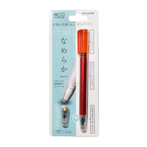 【5個セット】 MCO 先端交換式タッチペン 導電繊維タイプ レッド STP-L01/RDX5 /l_画像2