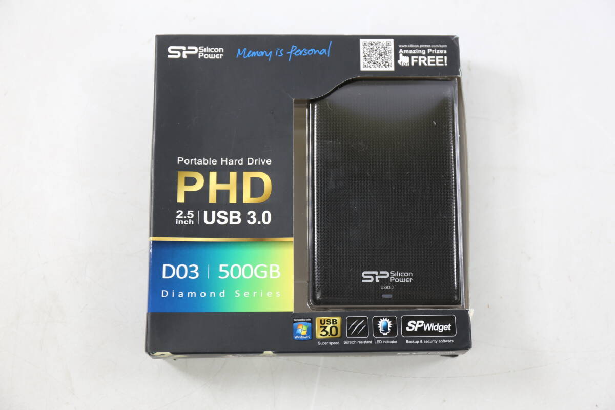管032806/シリコンパワー 2.5インチ ポータブルHDD　500GB USB3.0対応 Diamond D03 SP500GBPHDD03S3K/読み込み確認_画像1