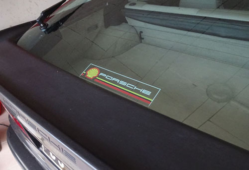 ポルシェ・シェル リアウィンドーステッカー　透明フィルム 内貼り　911、924、944、928_参考画像・944 turbo