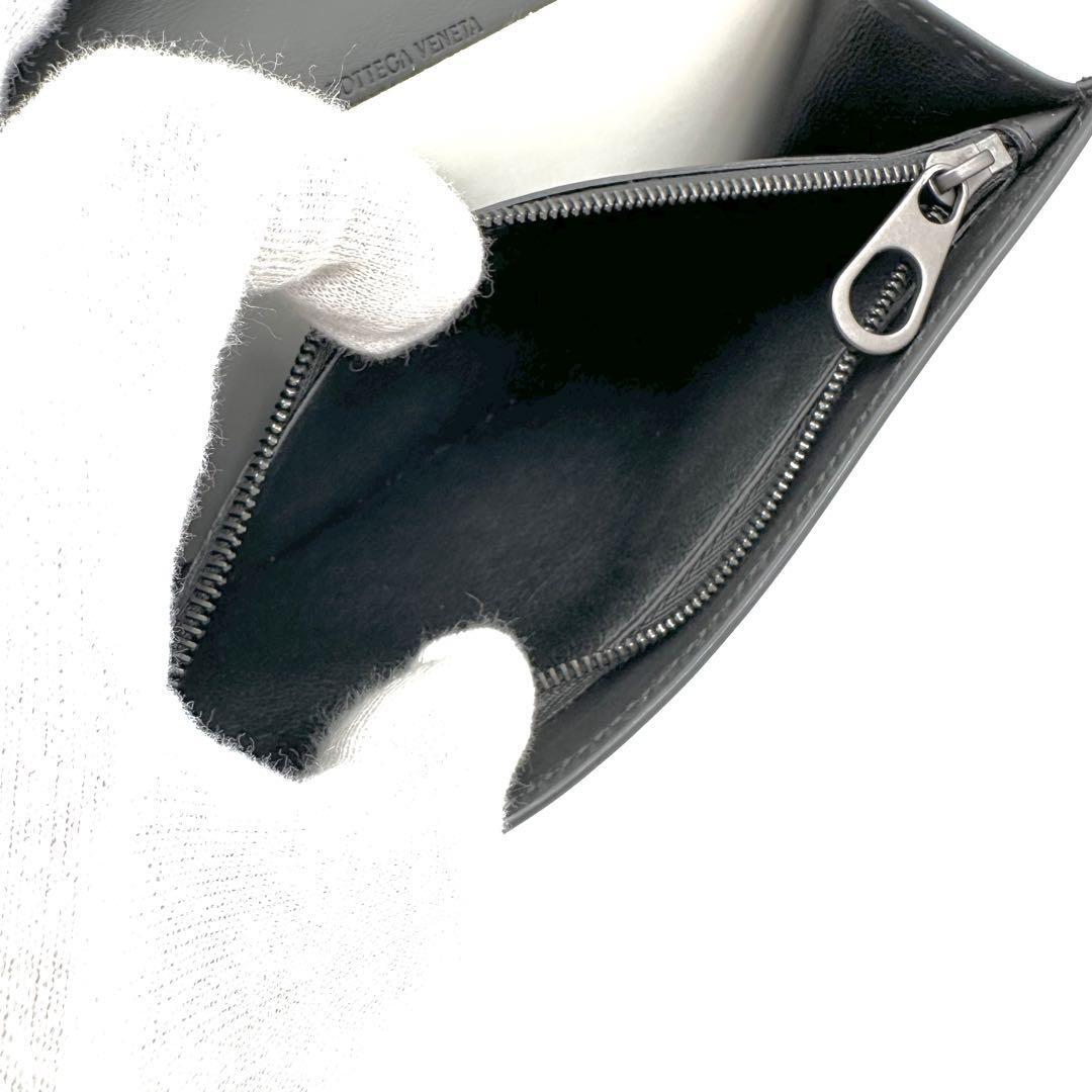 《新品未使用品/現行》付属品完備 BOTTEGA VENETA ボッテガヴェネタ メンズ イントレチャート レザー 二つ折り長財布 ブラックの画像9