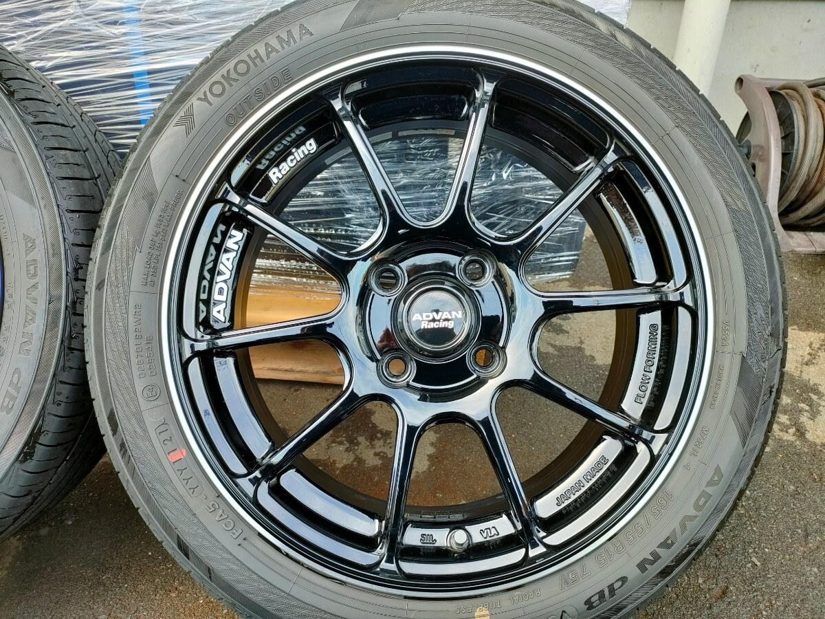 ADVANRacing RZ2 ブラック 15インチ 5.5J+45 PCD100 4H 中古 美品 タイヤ付 アドバンレーシング センターキャップ付 エブリイ DA17Vの画像2