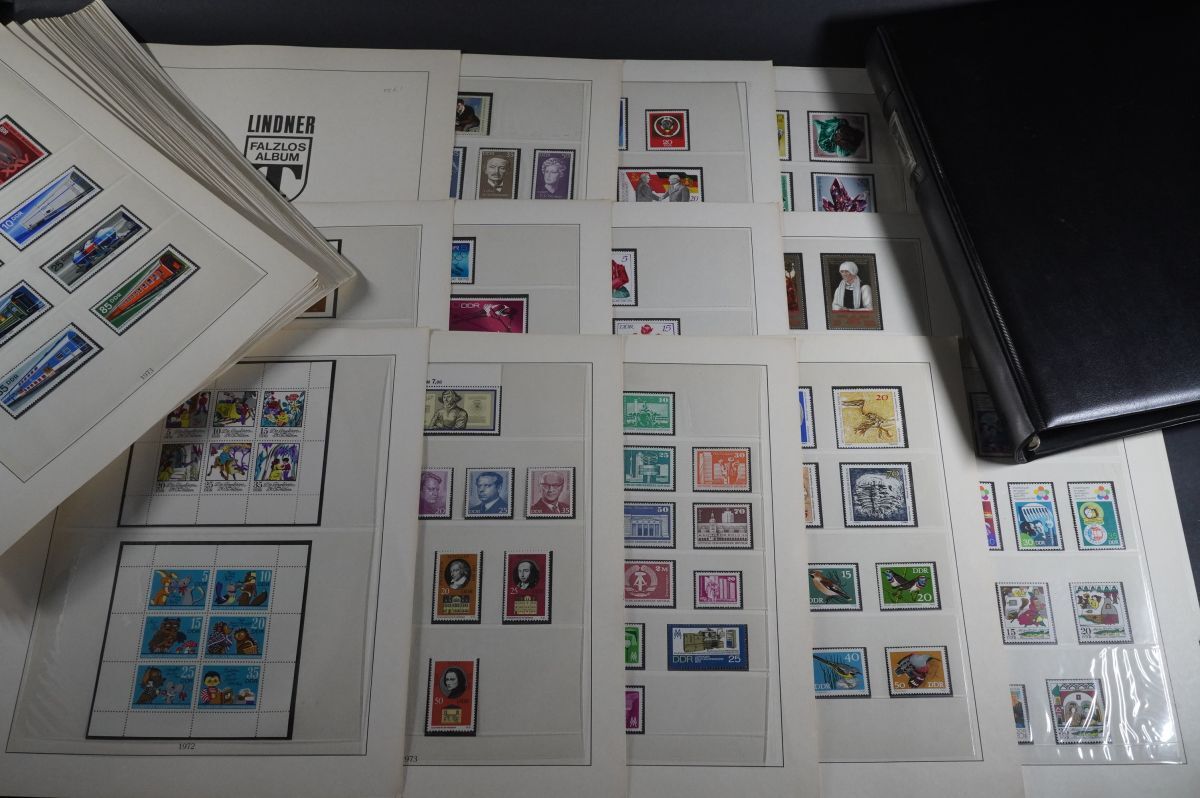 (653)外国切手 ボストークアルバム ドイツ1972年~1977年 単片約539枚 小型シート未使用使用済み 国連航空オリンピック鉄道アポロDDRの画像1