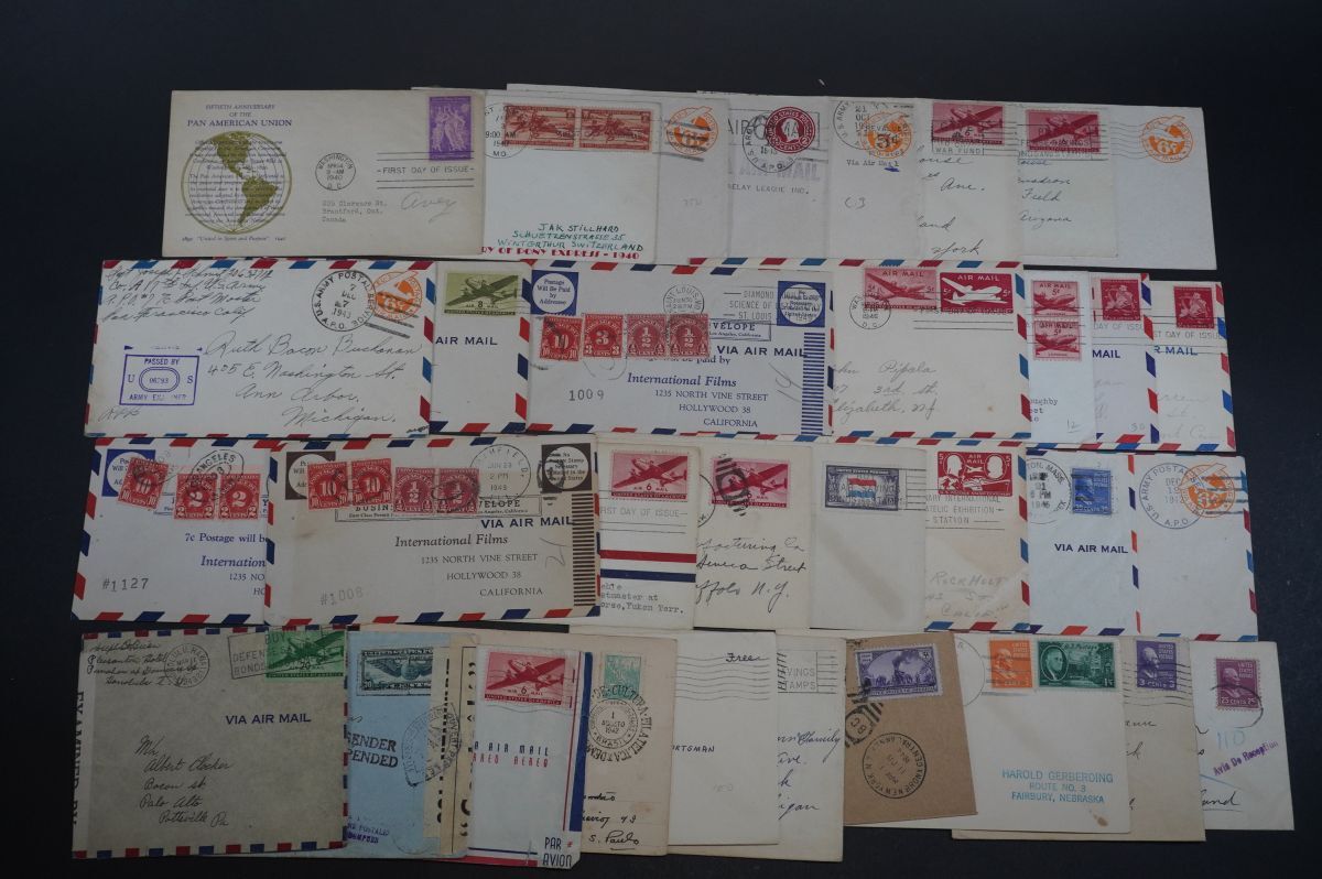 (715)外国切手 古いアメリカ切手 戦前エンタイアFFCFDC1900年代~444通 書簡実逓便航空便消印 ニューヨークボストンワシントンカナダシカゴの画像7