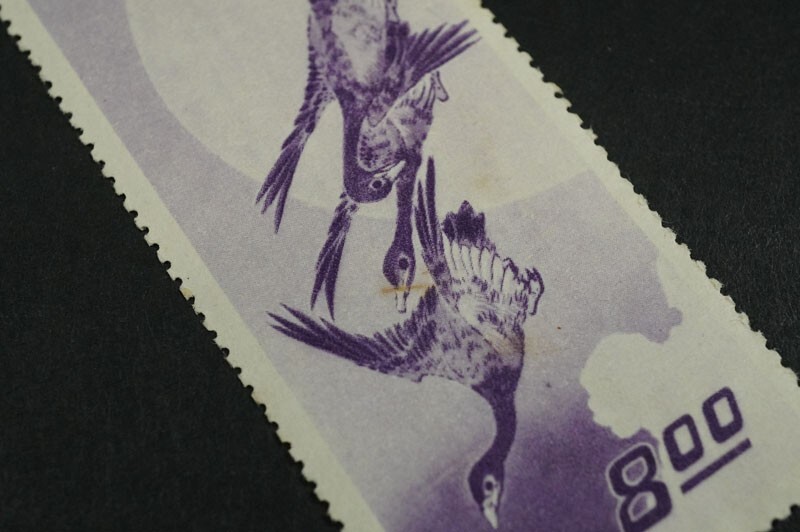 (673)日本切手 郵便週間記念 月に雁 切手趣味週間記念 1949年 昭和24年 未使用 極美品 ヒンジ跡なしNH 広重画の画像4