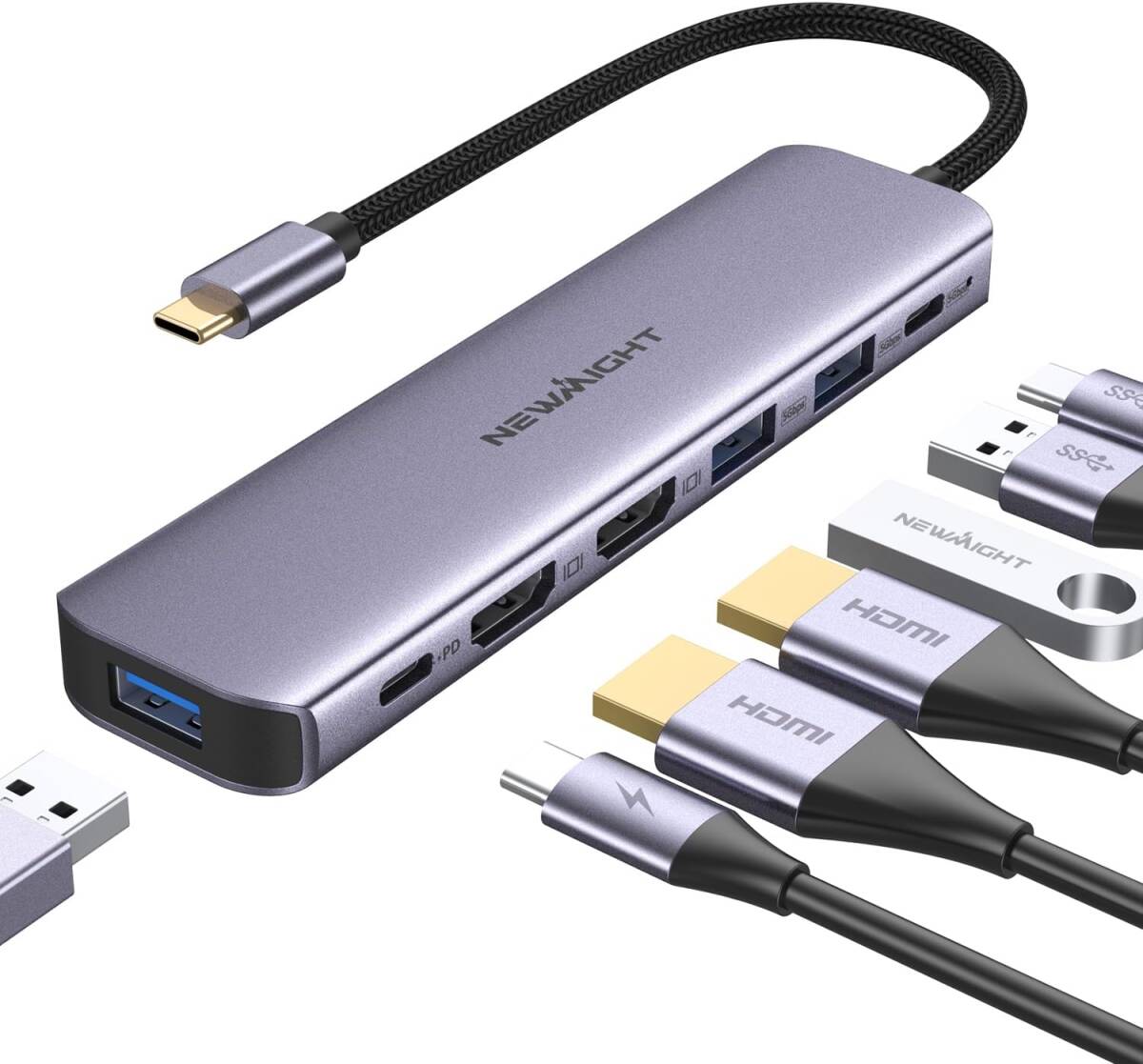 USB C ハブ hdmi 2つ Dual Display ドッキングステーション 7in1 MST デュアル 4K HDMI 拡張 リプル ディスプレイ 2畫面 HDMI*２_画像1