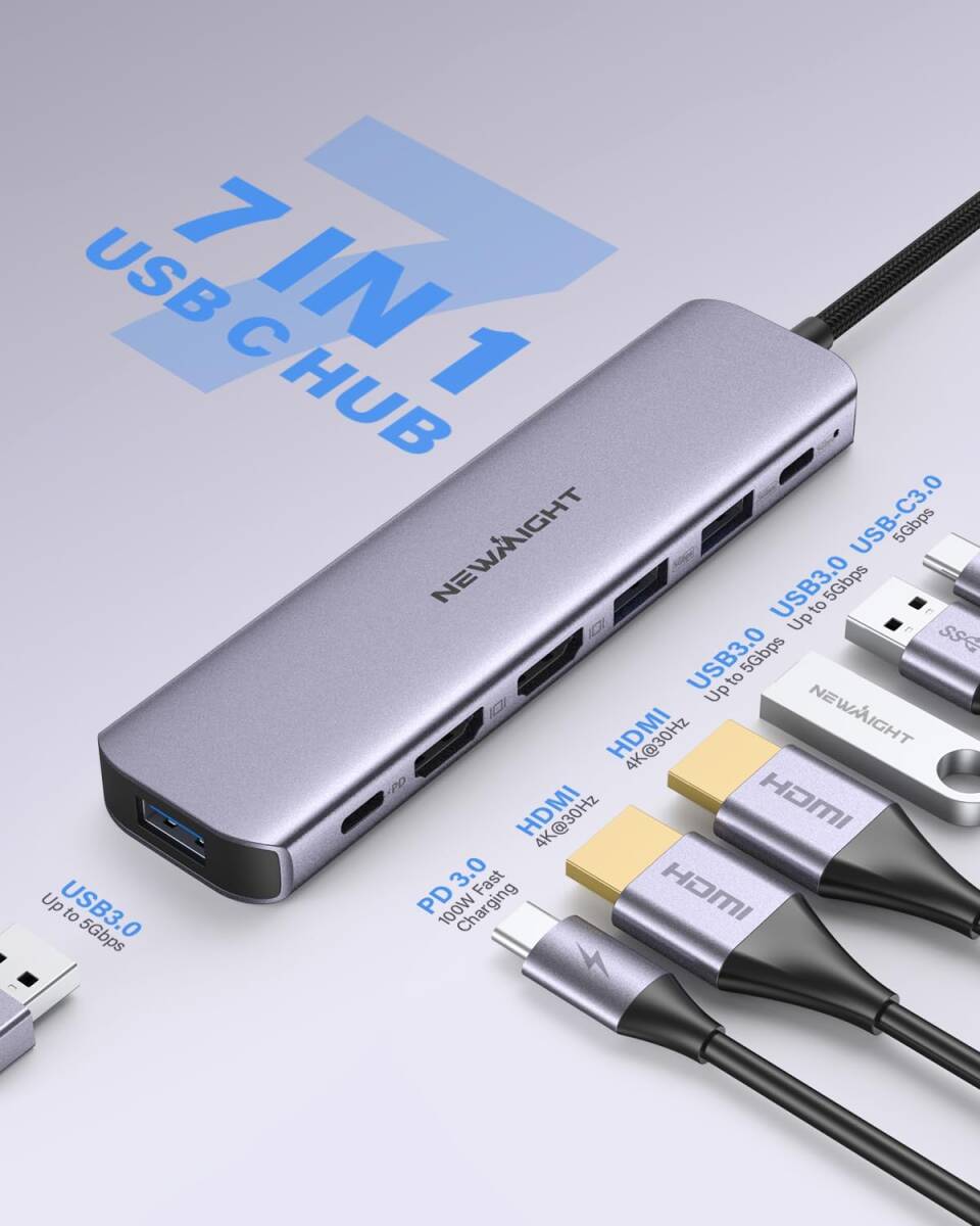 USB C ハブ hdmi 2つ Dual Display ドッキングステーション 7in1 MST デュアル 4K HDMI 拡張 リプル ディスプレイ 2畫面 HDMI*２_画像2