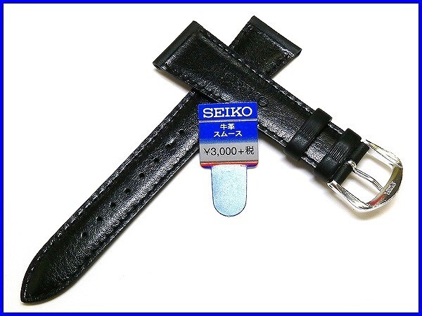 ☆新品正規品☆『SEIKO』セイコー バンド 19mm 牛革スムース(切身撥水ステッチ付き)DX60A 黒色【送料無料】_画像2