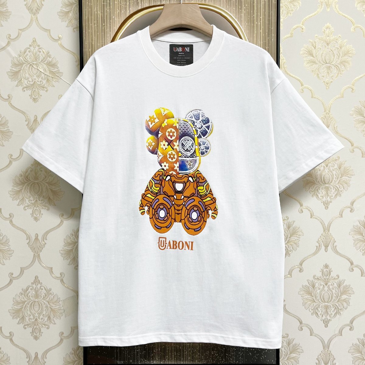 最上級EU製＆定価2万◆UABONI*ユアボニ*半袖Tシャツ*フランス*パリ発◆米国綿 通気 個性 ゆったり カジュアル ベアブリック/Bearbrick M/46_画像1