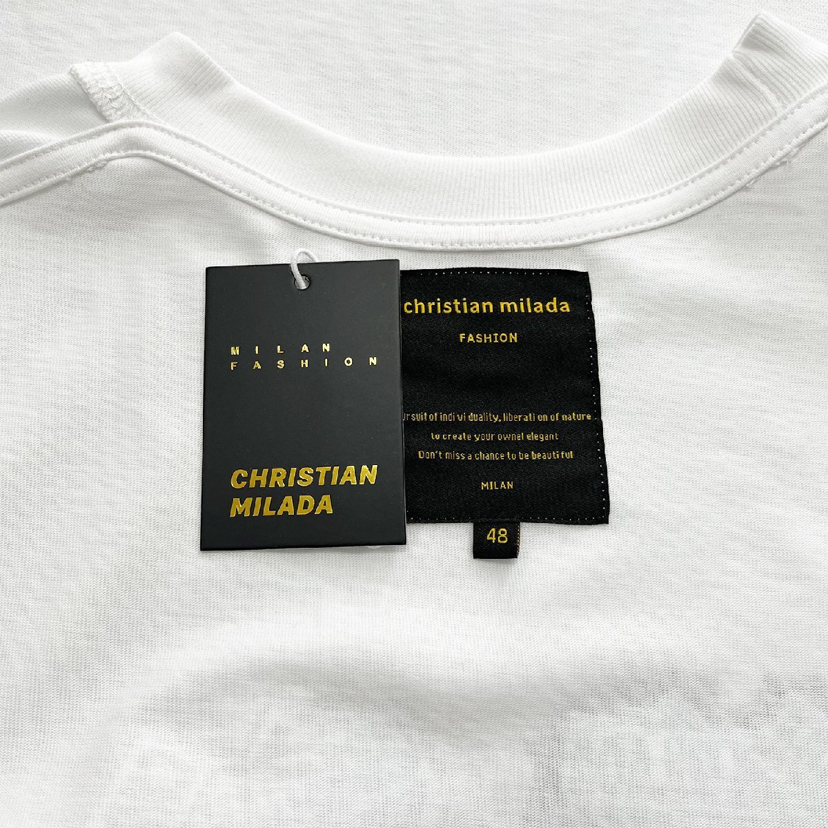 定価2万★christian milada・ミラノ発・半袖Tシャツ★綿100％ 薄手 通気吸汗 個性 ハート柄 ロゴ オシャレ カジュアル 普段着 夏 XL/50_画像8