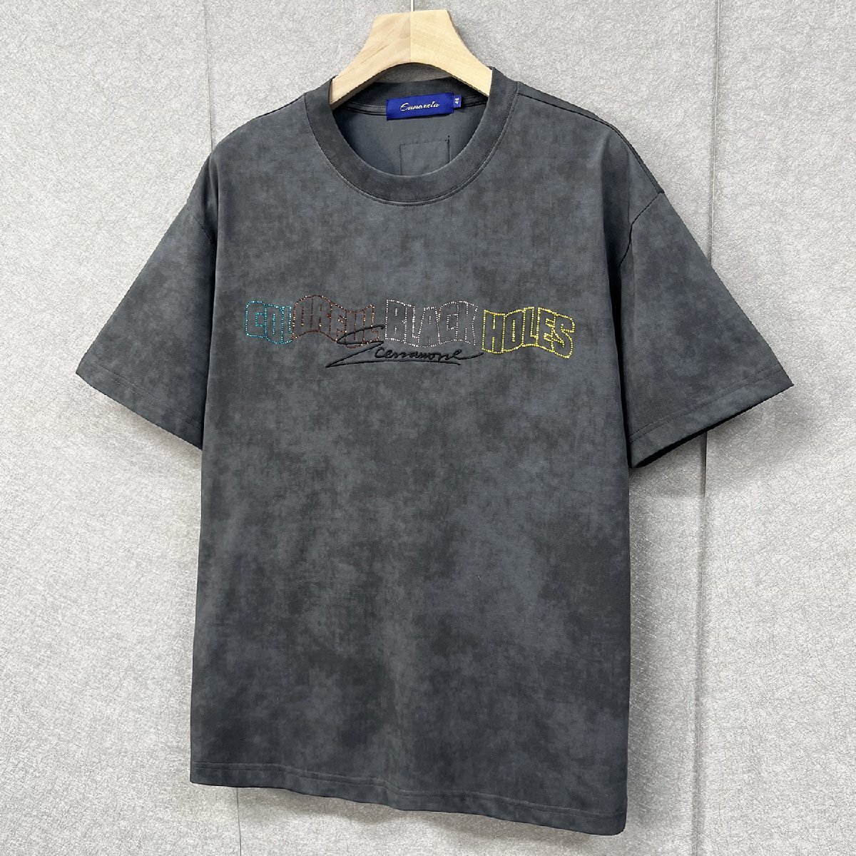 定番・半袖Tシャツ 定価2万◆Emmauela・イタリア・ミラノ発◆上品 通気 個性 オシャレ ウオッシュ加工 キラキラ トップス ストリート日常48の画像8