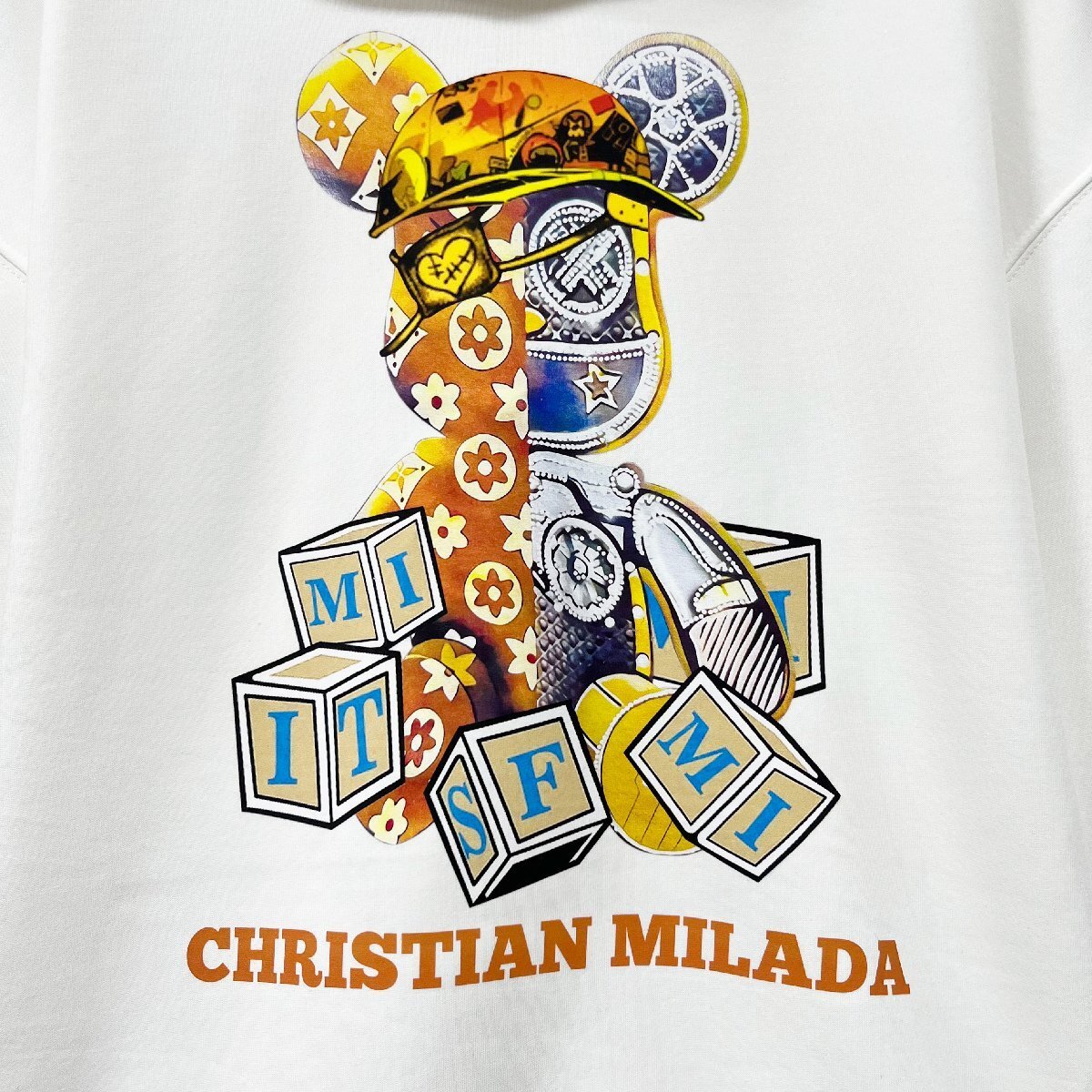 定価4万★christian milada・ミラノ発・パーカー★コットン100% 個性 長袖 モノグラム クマ プルオーバー ベアブリック/Bearbrick M/46_画像5