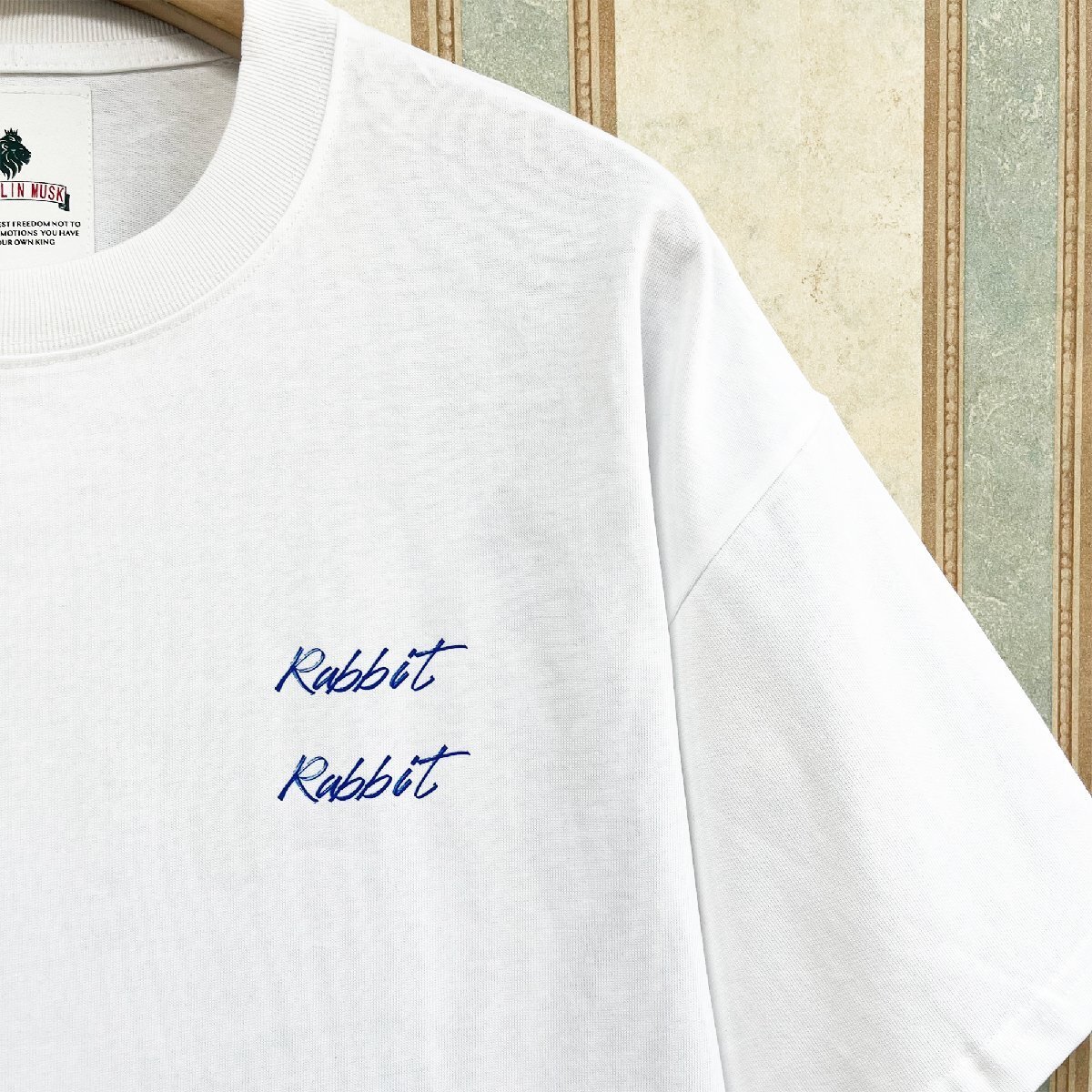 逸品 定価2万 FRANKLIN MUSK・アメリカ・ニューヨーク発 半袖Tシャツ 上質 薄手 吸湿 ウサギ カットソー スタイリッシュ 日常 サイズ2の画像4