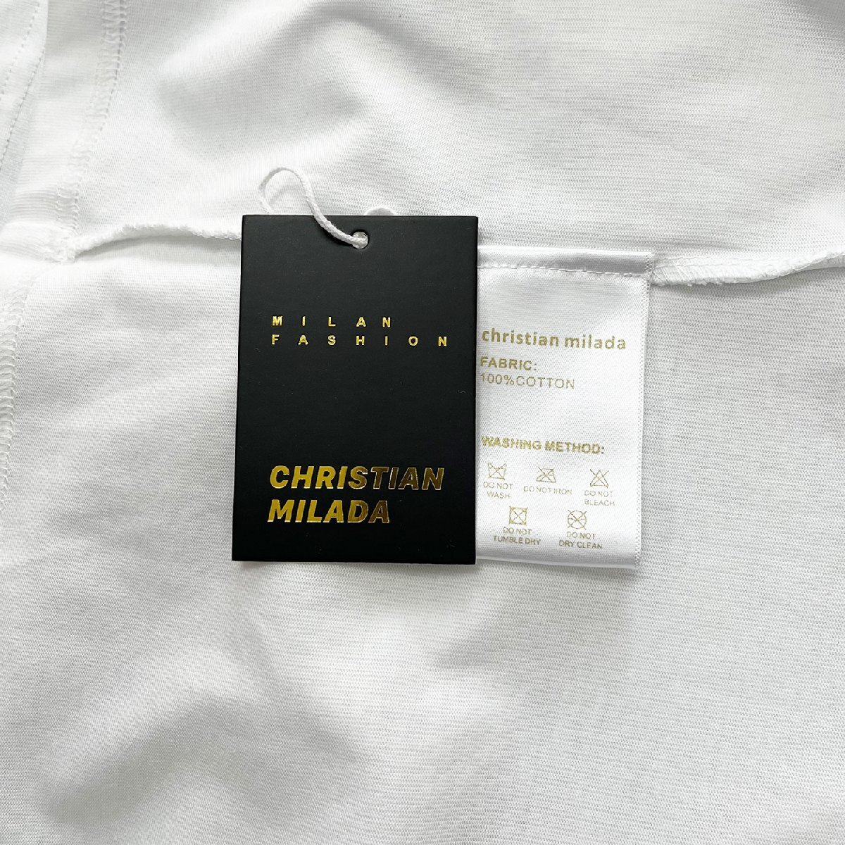 定価2万★christian milada・ミラノ発・半袖Tシャツ★高級 綿100％ 快適 薄手 通気 ロゴ 個性 トップス プルオーバー 日常 男女兼用 L/48_画像9