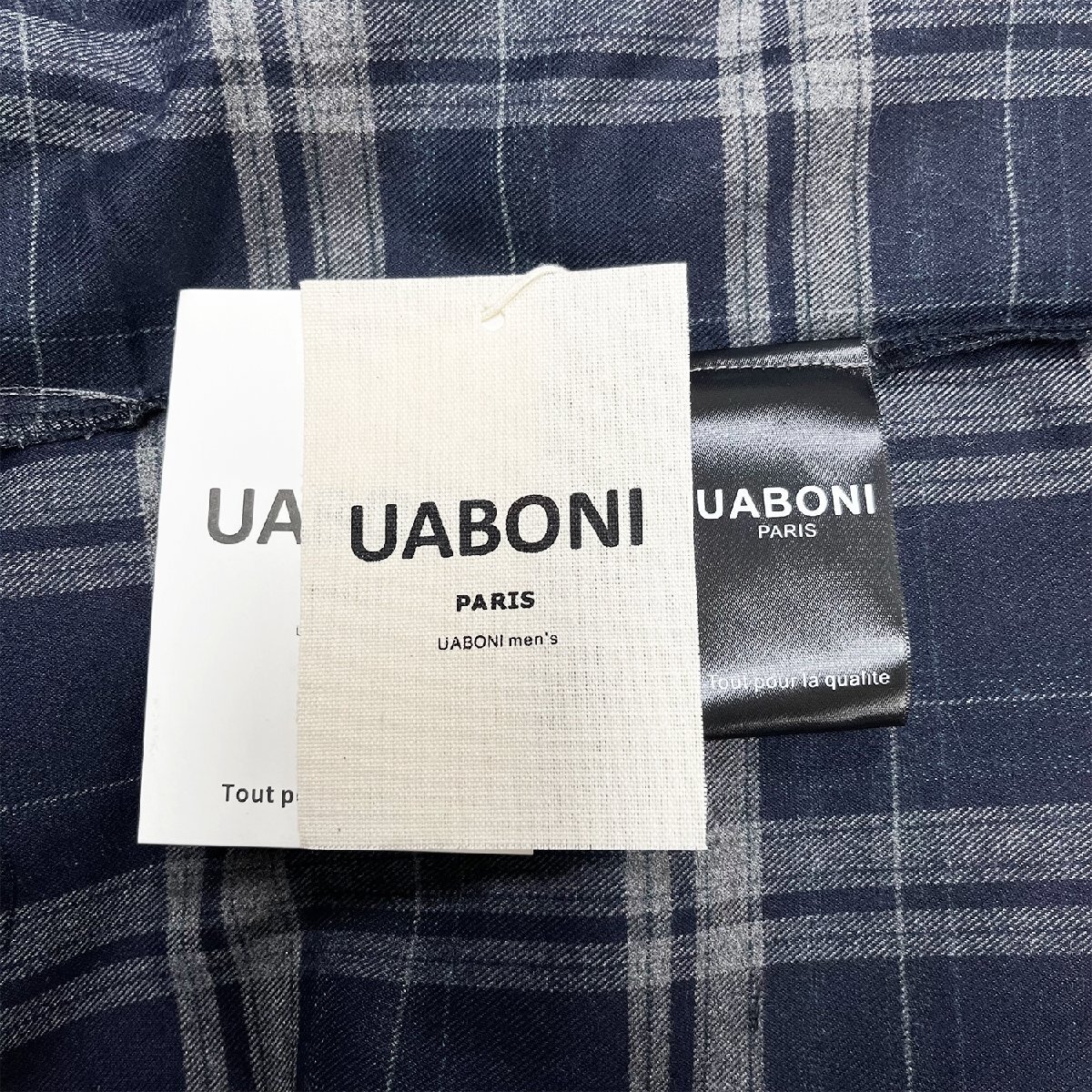 定番EU製＆定価4万◆UABONI*Paris*長袖シャツ*ユアボニ*パリ発◆高品質カシミヤ 薄手 快適 ソフト チェック柄 オシャレ 洗練 通勤 XL/50_画像10