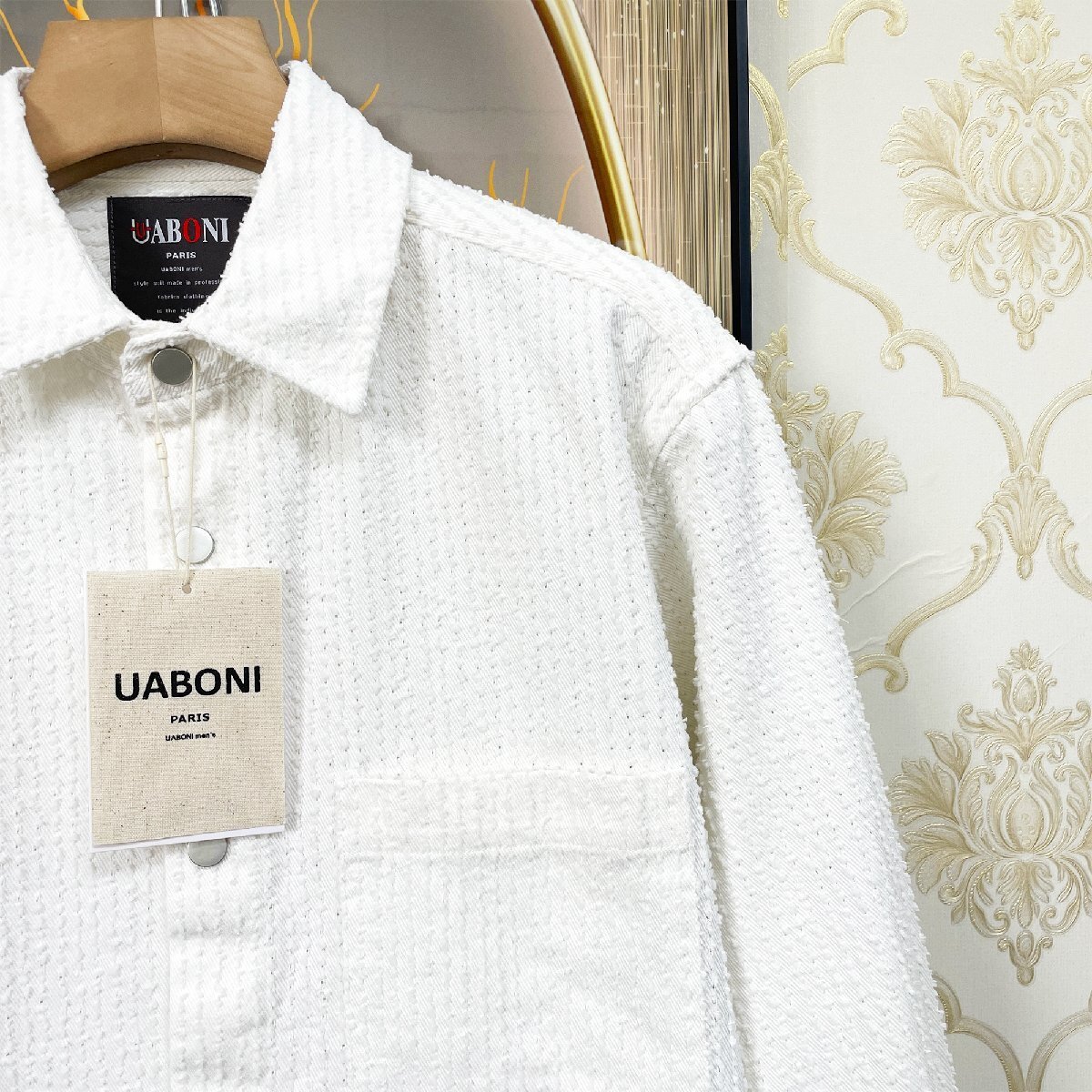 新作EU製＆定価5万◆UABONI*Paris*長袖シャツ*ユアボニ*パリ発◆高級 通気 柔らかい 快適 無地 ダメージ加工 ライトアウター おしゃれ XL_画像8