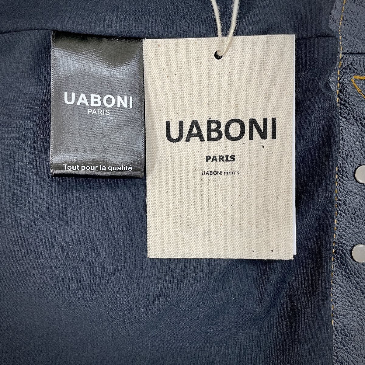 最上級EU製＆定価19万◆UABONI*Paris*ユアボニ*レザージャケット*フランス*パリ発◆上質牛革 重厚 ライダース オートバイ アウター 2XL/52_画像8