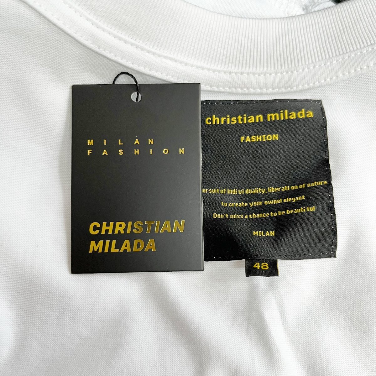 定価2万★christian milada・ミラノ発・半袖Tシャツ★コットン100% 上品 薄手 快適 遊び心 オシャレ スウェット カットソー 日常 L/48_画像7