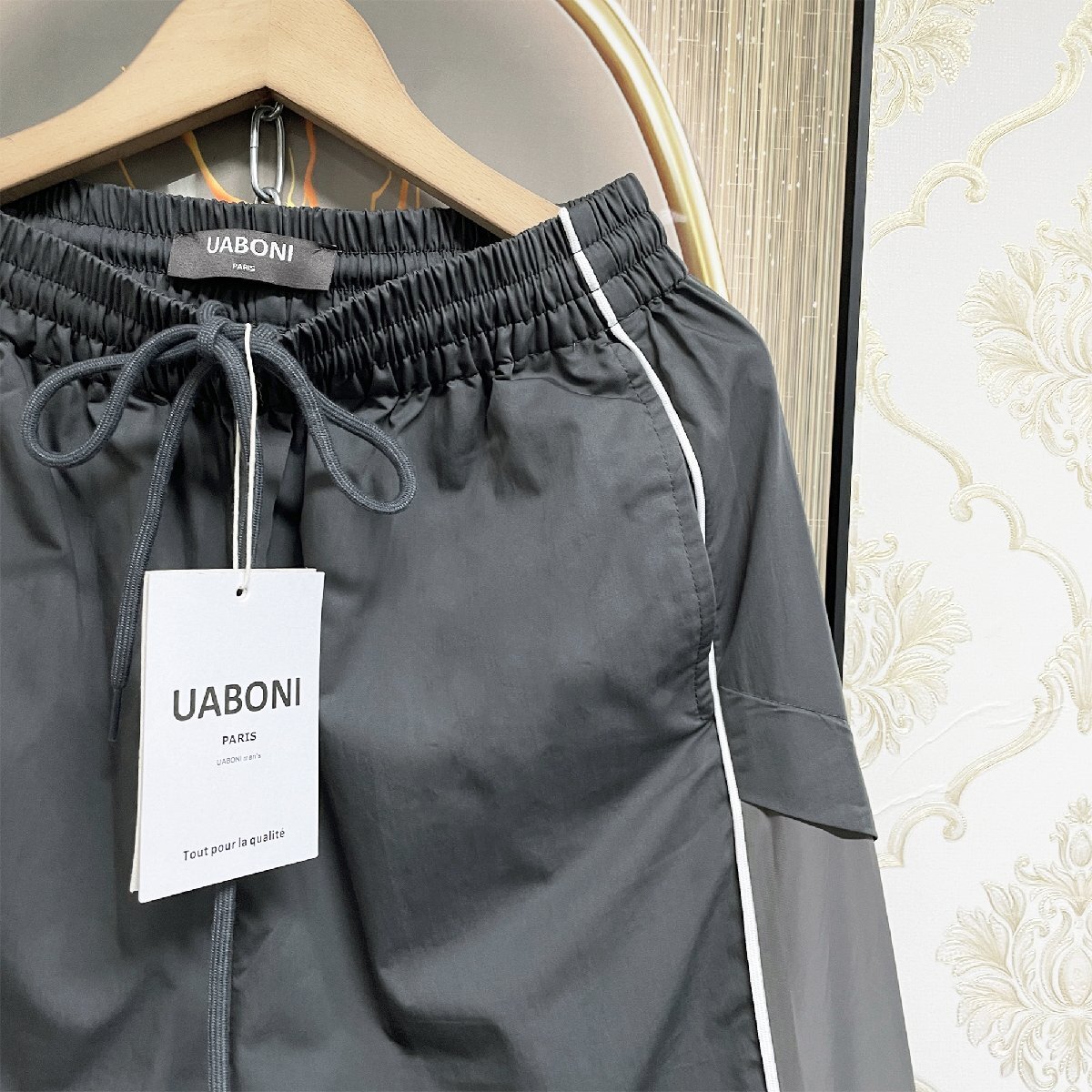 新作EU製＆定価5万◆UABONI*Paris*スラックス*ユアボニ*パリ発◆上質 快適 速乾 ビッグシルエット チノパン ボトムス スポーティー L_画像5