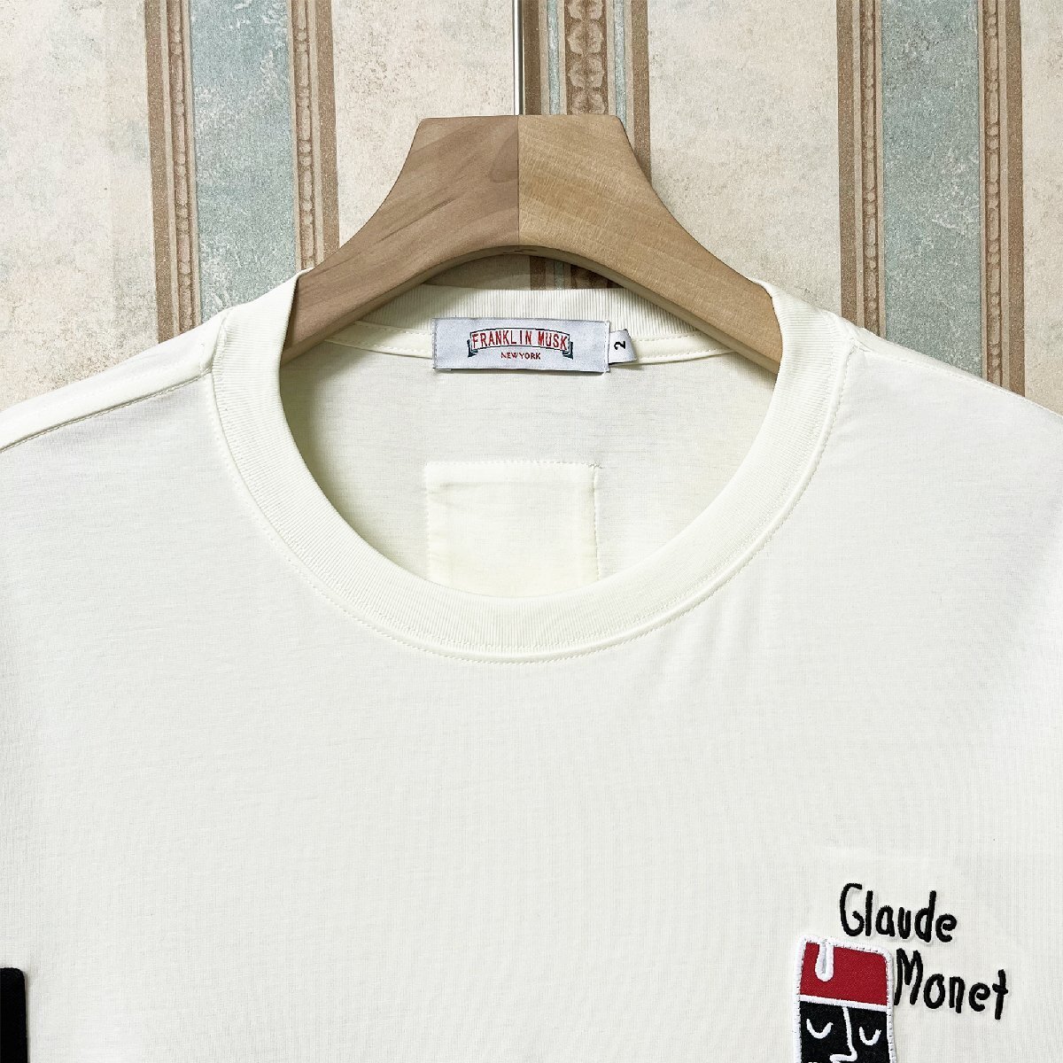 上級 定価2万 FRANKLIN MUSK・アメリカ・ニューヨーク発 半袖Tシャツ 通気 ソフト 快適 イラスト 別布 刺 個性 スウェット 夏 サイズ4_画像4