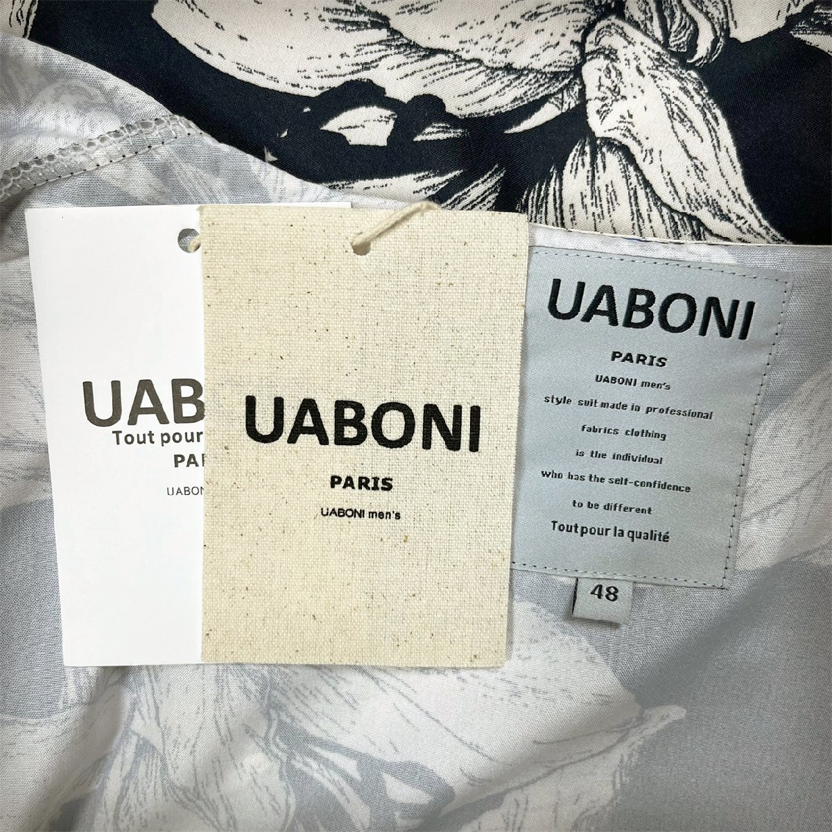 個性EU製＆定価3万◆UABONI*Paris*アロハシャツ*フランス*パリ発◆高級 薄手 快適 総柄 半袖 開襟シャツ おしゃれ カジュアル XL/50サイズ_画像8