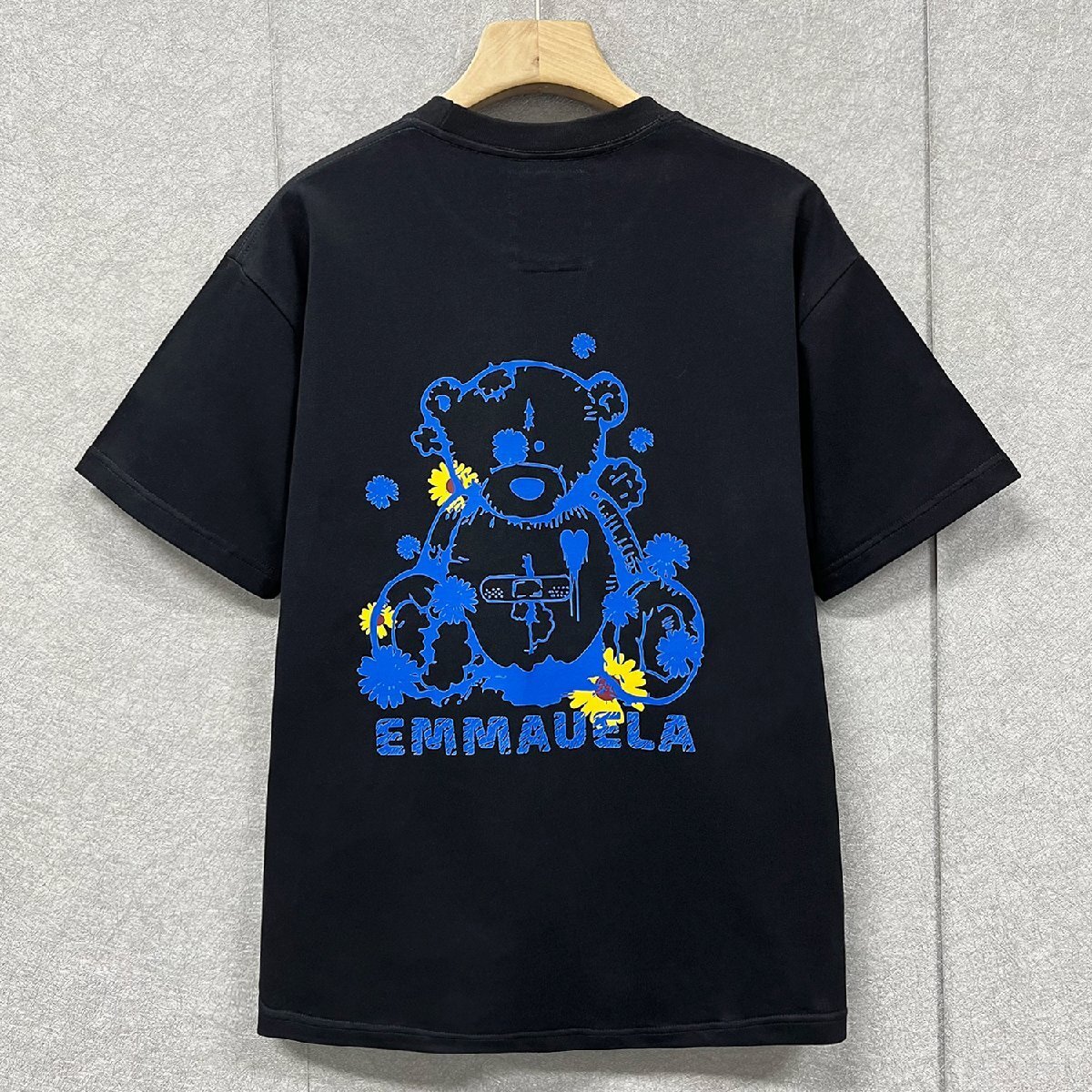 上級・半袖Tシャツ 定価2万◆Emmauela・イタリア・ミラノ発◆定番 快適 通気 吸汗 クマ ロゴ 可愛い スウェット カットソー 日常 L/48_画像1