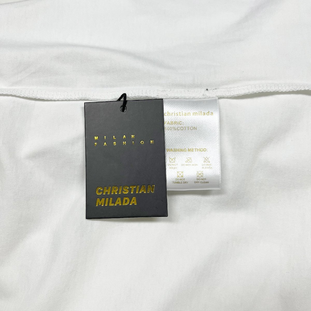 定価2万★christian milada・ミラノ発・半袖Tシャツ★コットン100％ 上品 薄手 快適 おしゃれ 丈夫 カジュアル リゾート 旅行 春夏 M/46_画像9