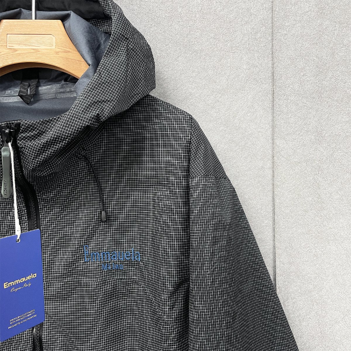 高機能・マウンテンパーカー 定価7万◆Emmauela・イタリア・ミラノ発◆登山服 アウトドア 撥水 薄手 チェック柄 ジャケット アウター XL/50_画像6