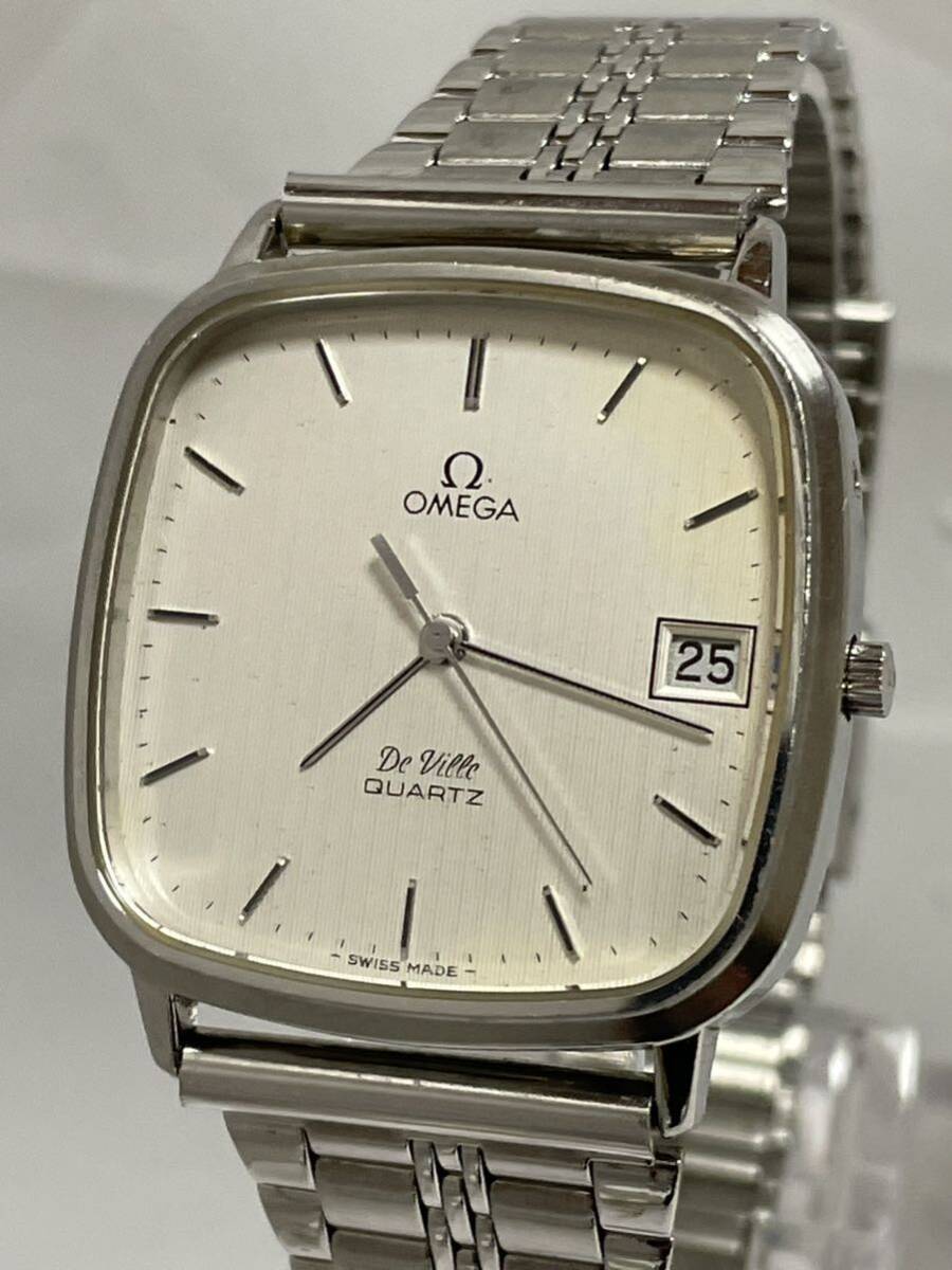 【54-21】1円〜【稼働ジャンク】OMEGA オメガ デビル 192.0049 クォーツ デイト cal.1332 シルバー メンズ 同梱不可_画像1