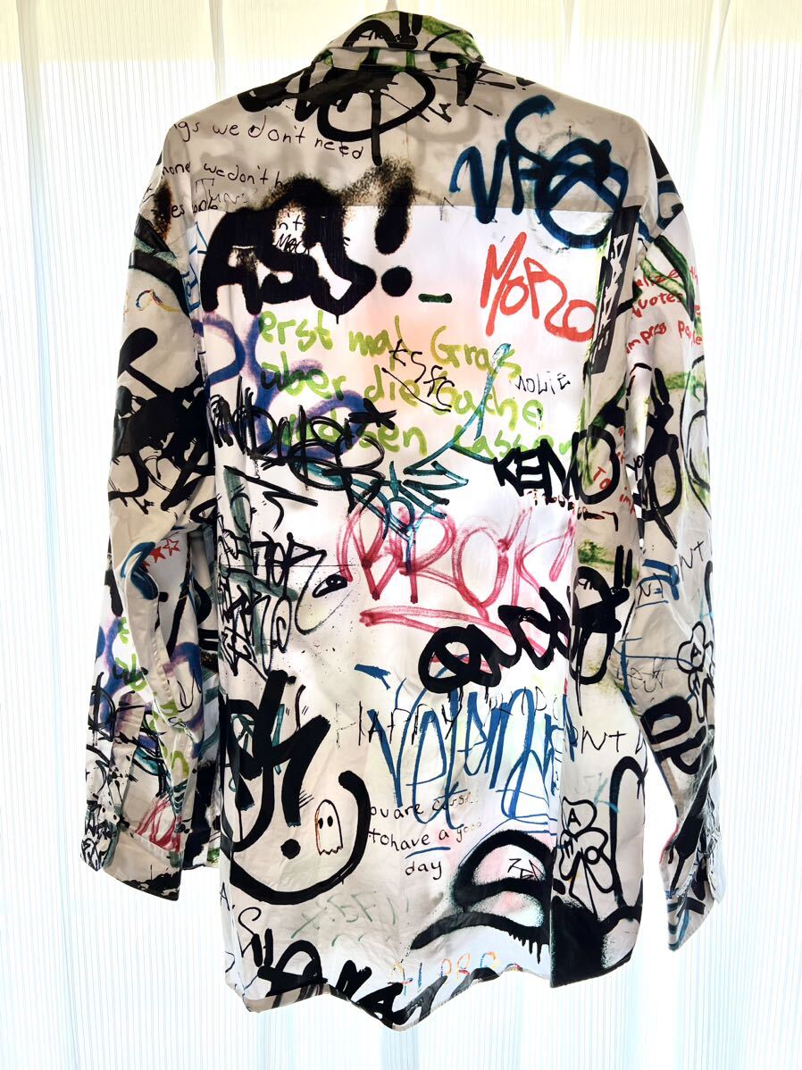 2021SS VETEMENTS GRAFFITI SHIRTvetomon graph .ti рубашка XS длинный рукав общий рисунок 