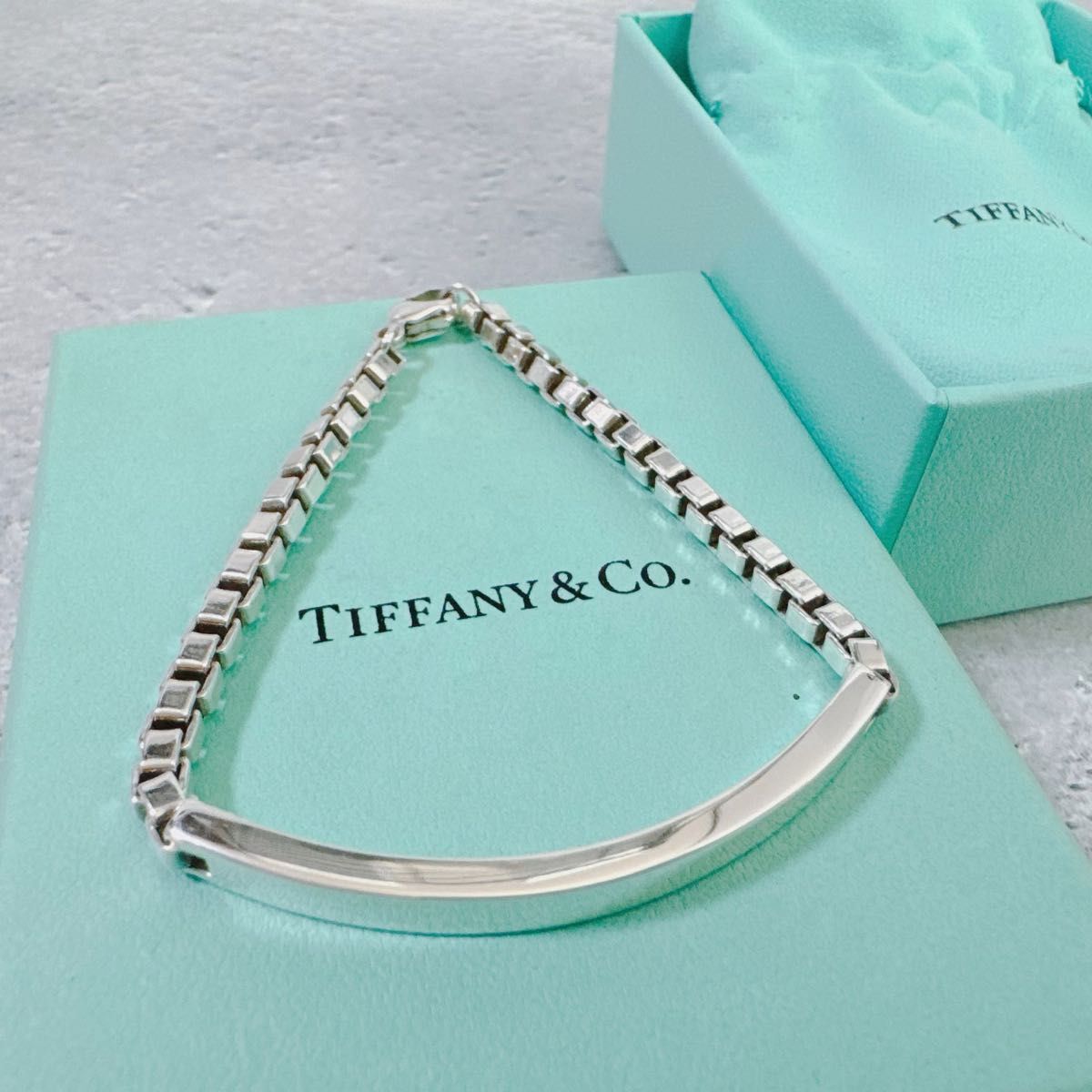 Tiffany ティファニー 925 ベネチアン リンク ID ブレスレット シルバーの画像1