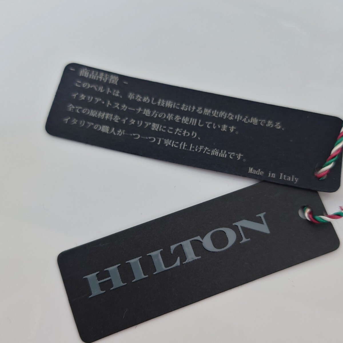 新品　ヒルトン　イタリア製　ベルト　定価7.5千円　HILTON　レザー　牛革　黒　型押し_画像4