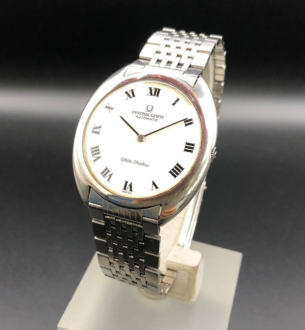 [A]時計(サ60)★[[WH-11524]]★UNIVERSAL GENEVE(ユニバーサルジュネーブ)★WHITE SHADOW ローマ・ブレス★稼働品★の画像1