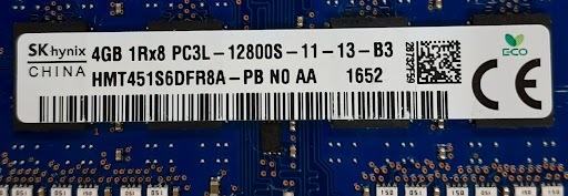 L0423-10 PCメモリ６枚セット SK hynix PC3L-12800S (DDR3L-1600) HMT451S6BFR8A-PB×5 HMT451S6DFR8A-PB×1 各4GB 計24GBの画像4