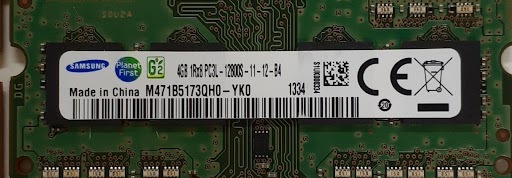 L0426-07 PCメモリ4枚セット SAMSUNG PC3L-12800S (DDR3L-1600) M471B5173QH0-YK0 各4GB 計16GBの画像6