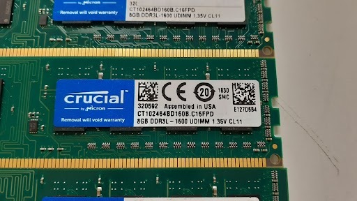 L0419-04 PCメモリ4枚セット crucial PC3L-12800(DDR3L-1600) CT102464BD160B 8GB 計32GBの画像4