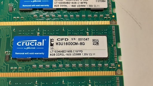 L0419-04 PCメモリ4枚セット crucial PC3L-12800(DDR3L-1600) CT102464BD160B 8GB 計32GBの画像5