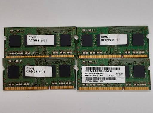 L0426-07 PCメモリ4枚セット SAMSUNG PC3L-12800S (DDR3L-1600) M471B5173QH0-YK0 各4GB 計16GBの画像2